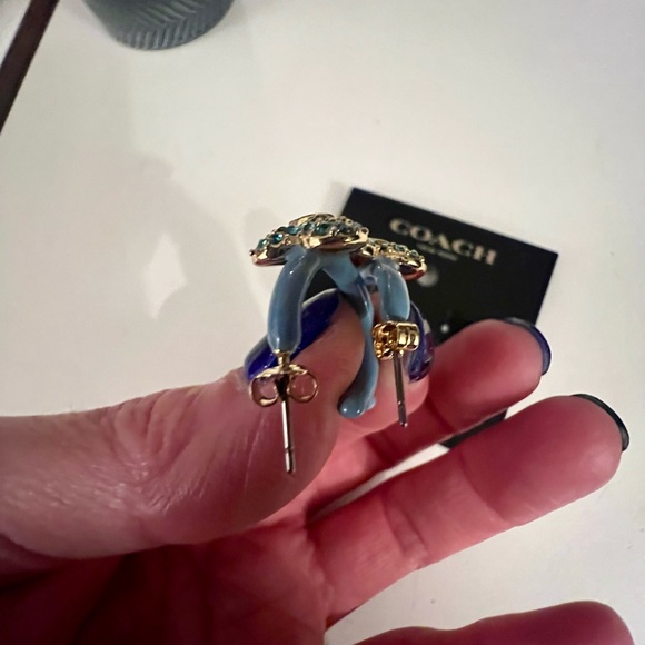 COACH Pave Heart Huggie Earrings - Picture 5 of 7